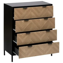 5 FIVE SIMPLY SMART - 5five - commode "chevrons" 4 tiroirs effet pin naturel et noir 95x80cm