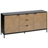 5 FIVE SIMPLY SMART - 5five - buffet "chevrons" 2 portes 3 tiroirs effet pin naturel 160x75cm