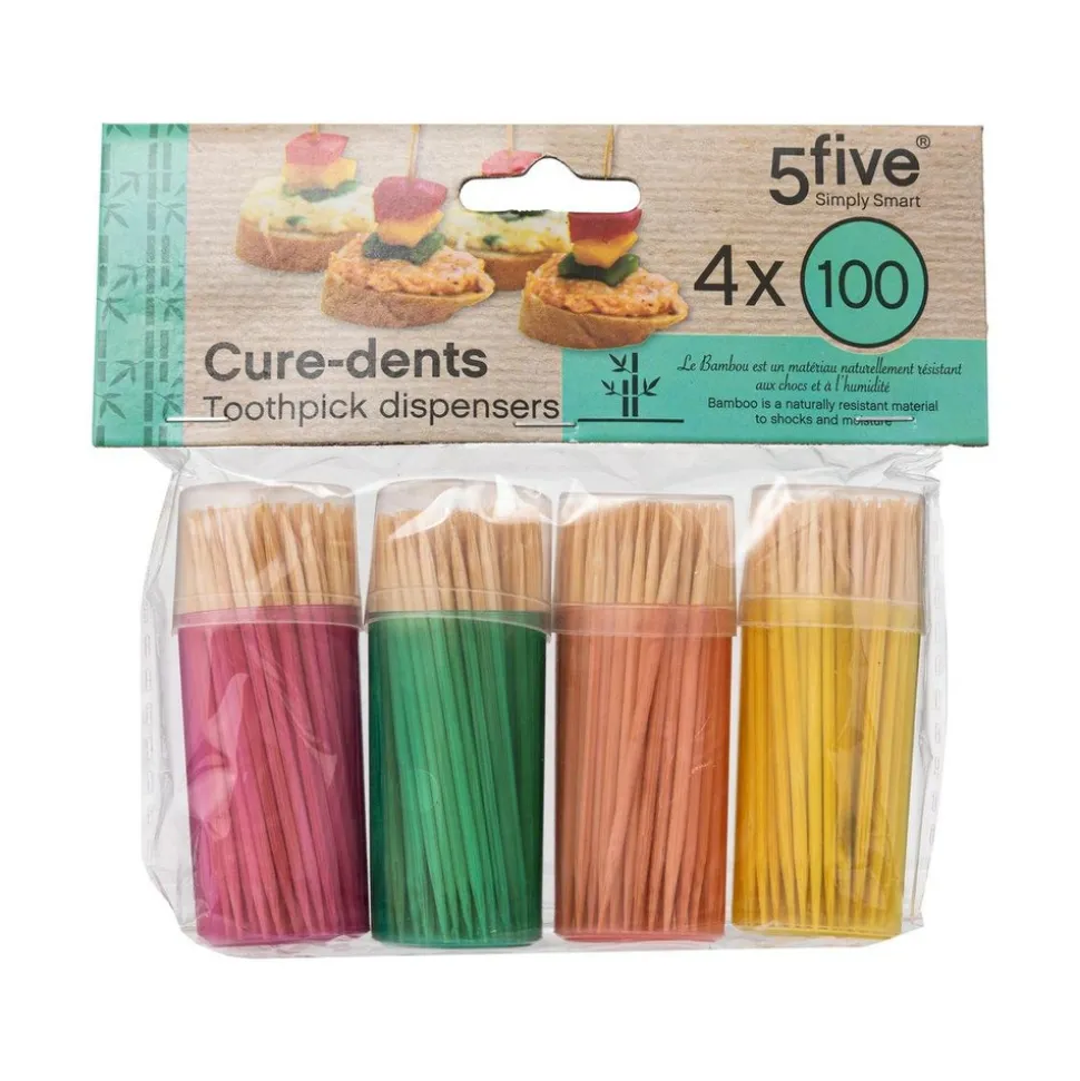 5 FIVE SIMPLY SMART - 5five - 4 boîtes 100 cure-dents bambou