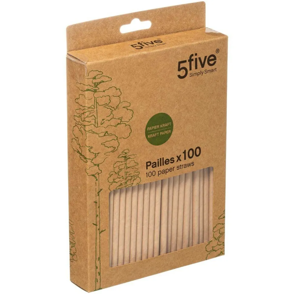 5 FIVE SIMPLY SMART - 5five - lot de 100 pailles en papier kraft