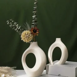 2 vases en céramique crème boho