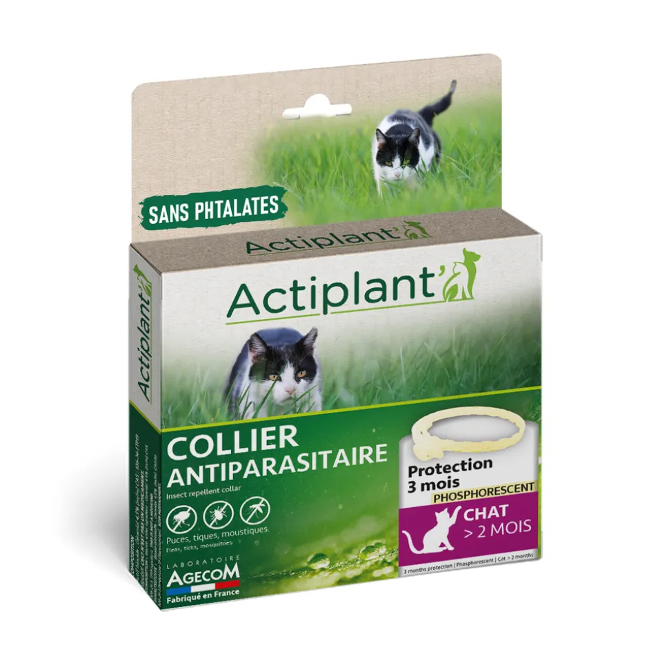 ACTIPLANT - Collier antiparasitaire chat essentiel phosphorescent 35cm
