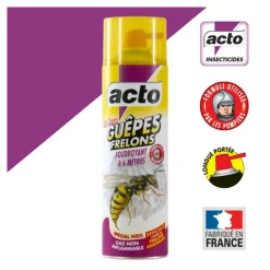 ACTO - Aérosol insecticide acto spécial guepes - frelons longue portée 6 mètres, 500 ml