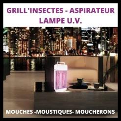 ACTO - Lampe u.v grill'insectes avec aspirateur - triple action