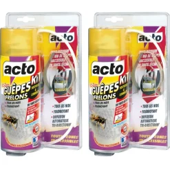 ACTO - Lot de 2 aérosols acto spécial guepes frelons - kit spécial toitures et combles
