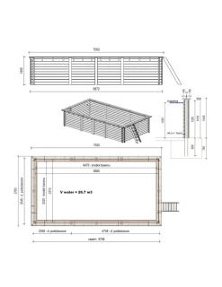 ALTANKA - Piscine en bois aqua 7x3,75 - h.1,45 m cadre en métal, sans dalle béton - bas7308ospu+sza - altanka