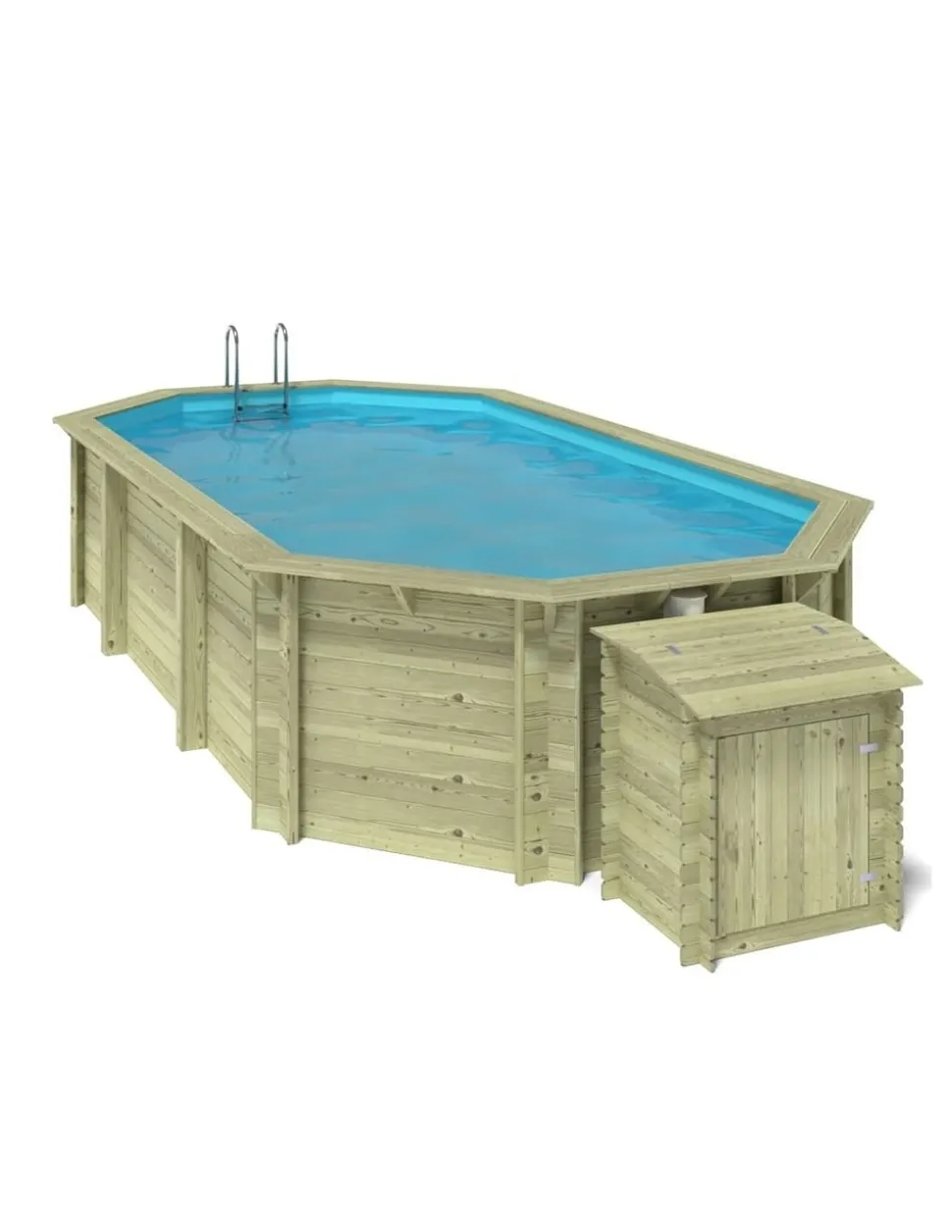 ALTANKA - Piscine en bois nemo 7,3x3,97 - h.1,45 m cadre en métal, sans dalle béton - bas7305ospu+sza - altanka