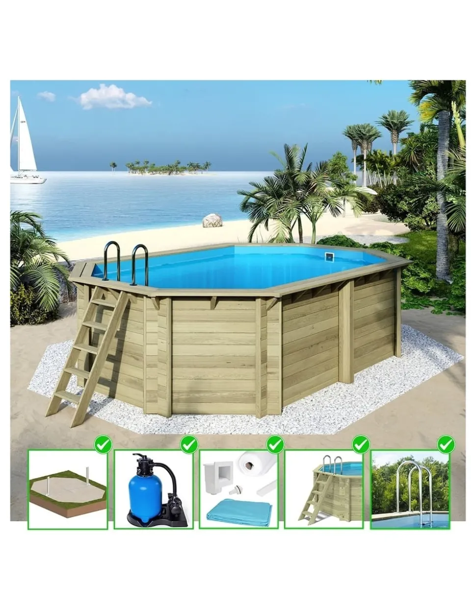 ALTANKA - Piscine en bois nemo 5,79x3,49 - h.1,45 m cadre en métal, sans dalle béton - bas7304ospu - altanka