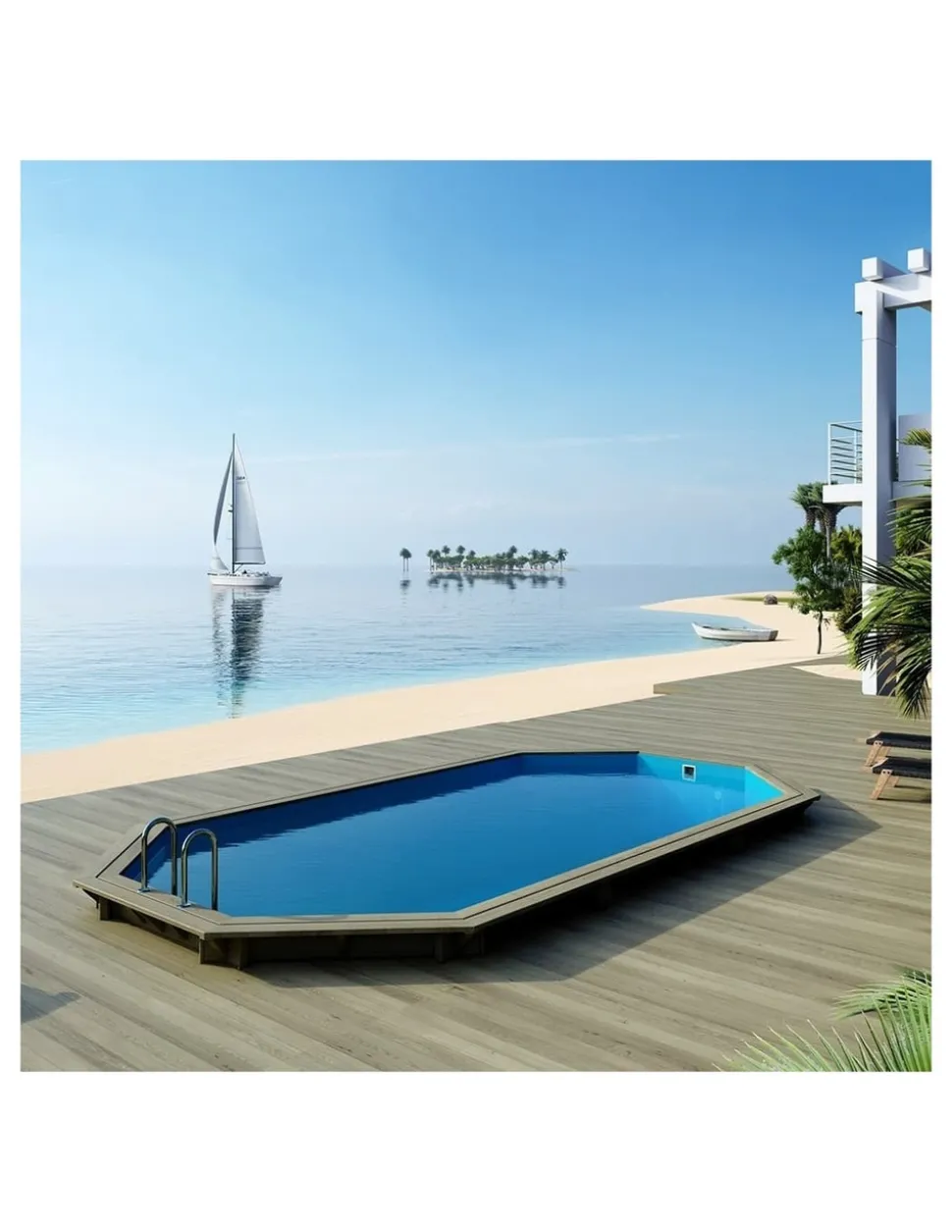 ALTANKA - Piscine en bois nemo 7,3x3,97 - h.1,45 m cadre en métal, sans dalle béton - bas7305ospu - altanka