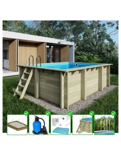 ALTANKA - Piscine en bois aqua 4,65x2,85 - h.1,24 m cadre en métal, sans dalle béton - bas7306ospu - altanka