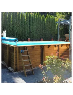 ALTANKA - Piscine en bois aqua 4,65x2,85 - h.1,24 m cadre en métal, sans dalle béton - bas7306ospu - altanka