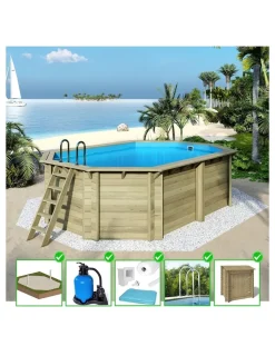 ALTANKA - Piscine en bois nemo 5,79x3,49 - h.1,45 m cadre en métal, sans dalle béton - bas7304ospu+sza - altanka