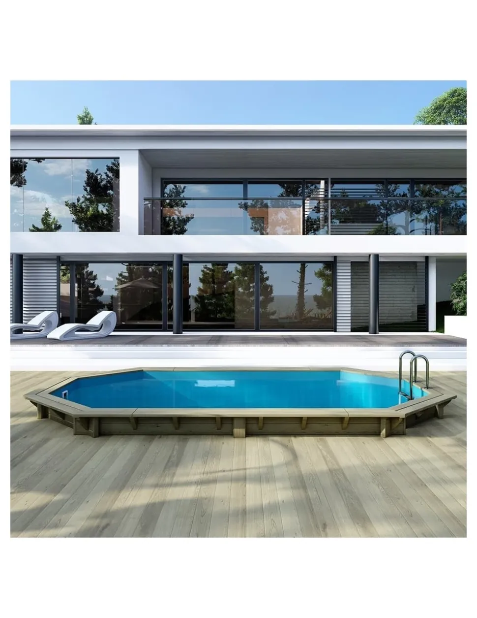 ALTANKA - Piscine en bois nemo 5,79x3,49 - h.1,45 m cadre en métal, sans dalle béton - bas7304ospu+sza - altanka