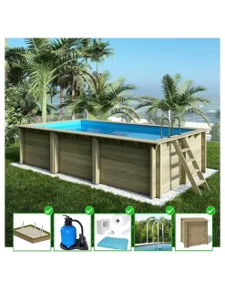 ALTANKA - Piscine en bois aqua 6,1x2,85 - h.1,31 m cadre en métal, sans dalle béton - bas7307ospu+sza - altanka