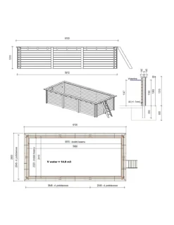 ALTANKA - Piscine en bois aqua 6,1x2,85 - h.1,31 m cadre en métal, sans dalle béton - bas7307ospu+sza - altanka