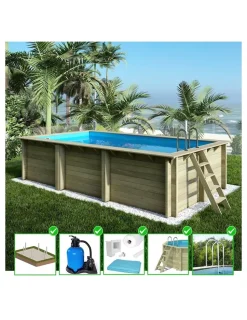 ALTANKA - Piscine en bois aqua 6,1x2,85 - h.1,31 m cadre en métal, sans dalle béton - bas7307ospu - altanka