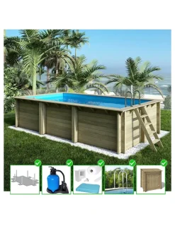 ALTANKA - Piscine en bois aqua 6,1x2,85 - h.1,31 m fixations à visser - bas7307ospl+sza - altanka