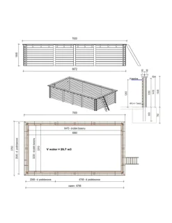 ALTANKA - Piscine en bois aqua 7x3,75 - h.1,45 m cadre en métal, sans dalle béton - bas7308ospu - altanka