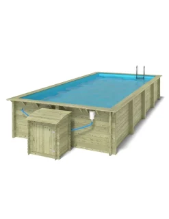 ALTANKA - Piscine en bois aqua 8,5x4,35 - h.1,45 m cadre en métal, sans dalle béton - bas7309ospu+sza - altanka