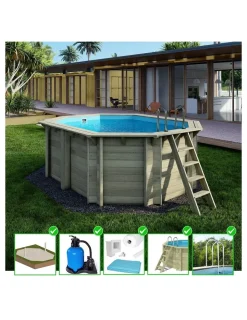 ALTANKA - Piscine en bois nemo 4,3x3 - h.1,31 m cadre en métal, sans dalle béton - bas7303ospu - altanka