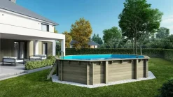 ALTANKA - Piscine en bois 6,57x4,07 - h.1,20 m fixations à visser - bas748ospl - altanka