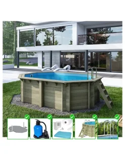 ALTANKA - Piscine en bois nemo 4,3x3 - h.1,18 m fixations à visser - bas7302ospl - altanka