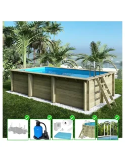 ALTANKA - Piscine en bois aqua 6,1x2,85 - h.1,31 m fixations à visser - bas7307ospl - altanka