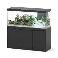 AQUATLANTIS - Aquarium avec meuble LED Volga 450 noir - 152,5x52,7x67,6 cm 508 L