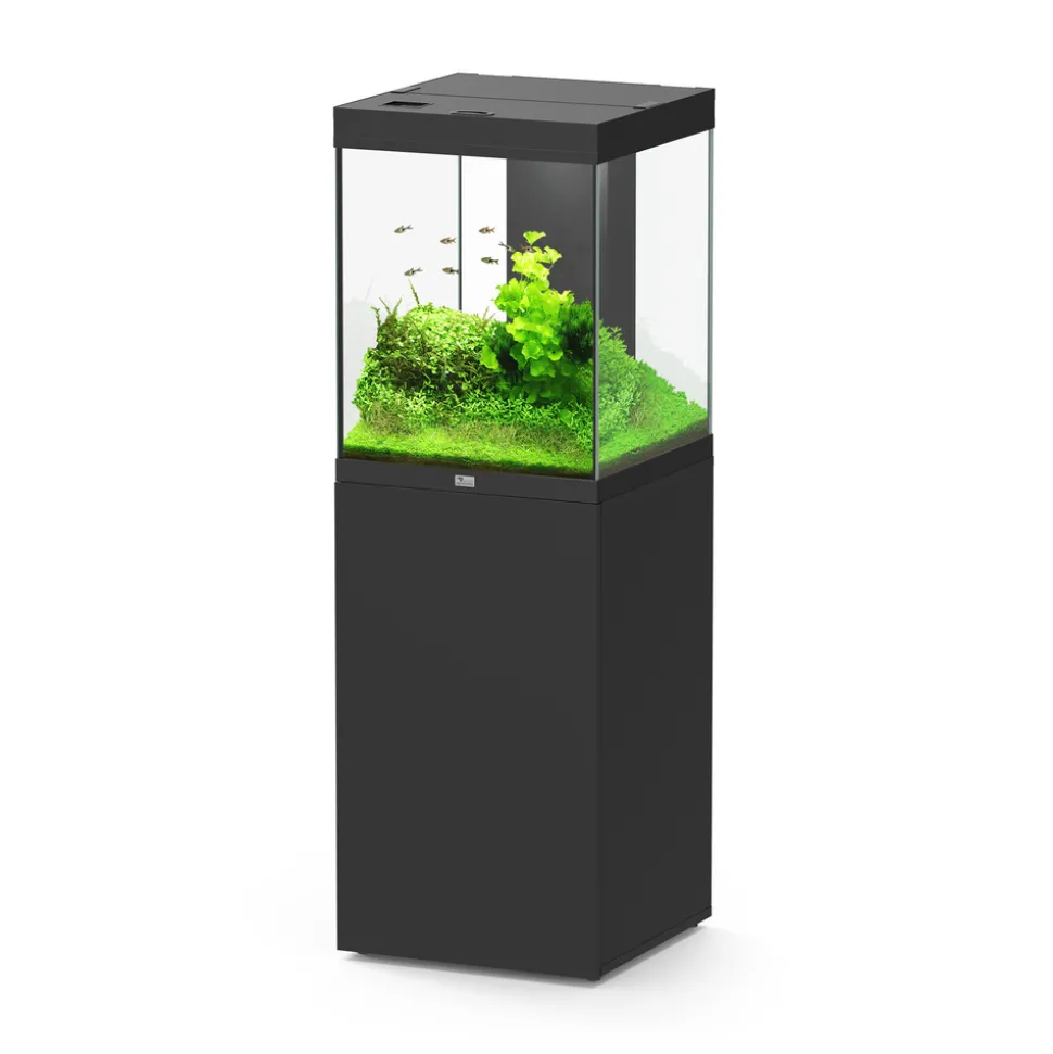 AQUATLANTIS - Aquarium avec meuble Aqua Tower à LED noir - 50,1x49,9x65,4 cm 164 L