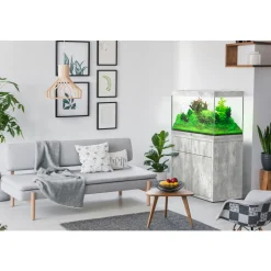 AQUATLANTIS - Meuble d'aquarium avec 2 portes Sublime 100 Béton L.100xP.50xH.83cm