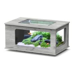 AQUATLANTIS - Table basse Aquarium Mesa Salao équipée Chêne L.100x P.63x H.51,5cm