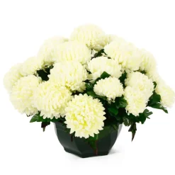 ARCHE DIFFUSION - Coupe de chrysanthèmes artificiels, 28 fleurs- Blanc