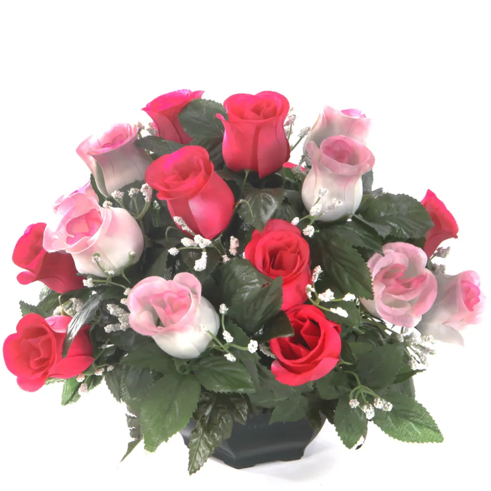 ARCHE DIFFUSION - Coupe de roses bicolore artificielles D 36 H 27 cm