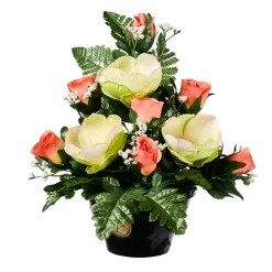 ARCHE DIFFUSION - Fleurs artificielles - coupe florale saumon H.33 D.30cm