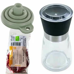 AROMANDISE - Moulin à épices, entonnoir et baies rose de madagascar