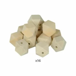 ARTEMIO - 16 perles en bois polygonales 20 x 27 mm