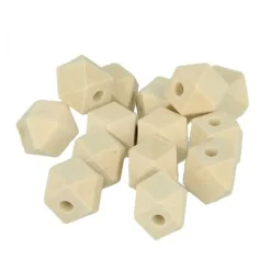 ARTEMIO - 14 perles en bois polygonales 12 x 16 mm