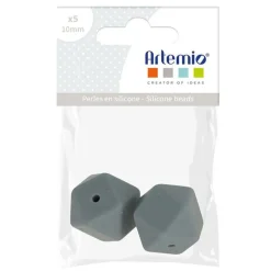 ARTEMIO - 2 perles silicone hexagonales - 17 mm - gris