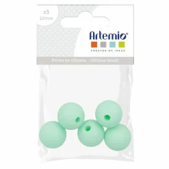 ARTEMIO - 10 perles silicone rondes 10 mm - vert d'eau