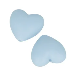 ARTEMIO - 2 perles silicone coeur - 29 x 19 x 12 mm - bleu pastel