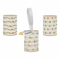 ARTEMIO - 3 rubans blancs et dorés 1 cm x 5 m - amour & nature