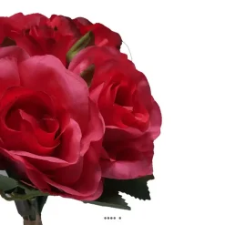 ARTIFICIELLES.COM - Petit bouquet de fausses roses h 27 cm 5 têtes et 1 bouton rose fushia - couleur