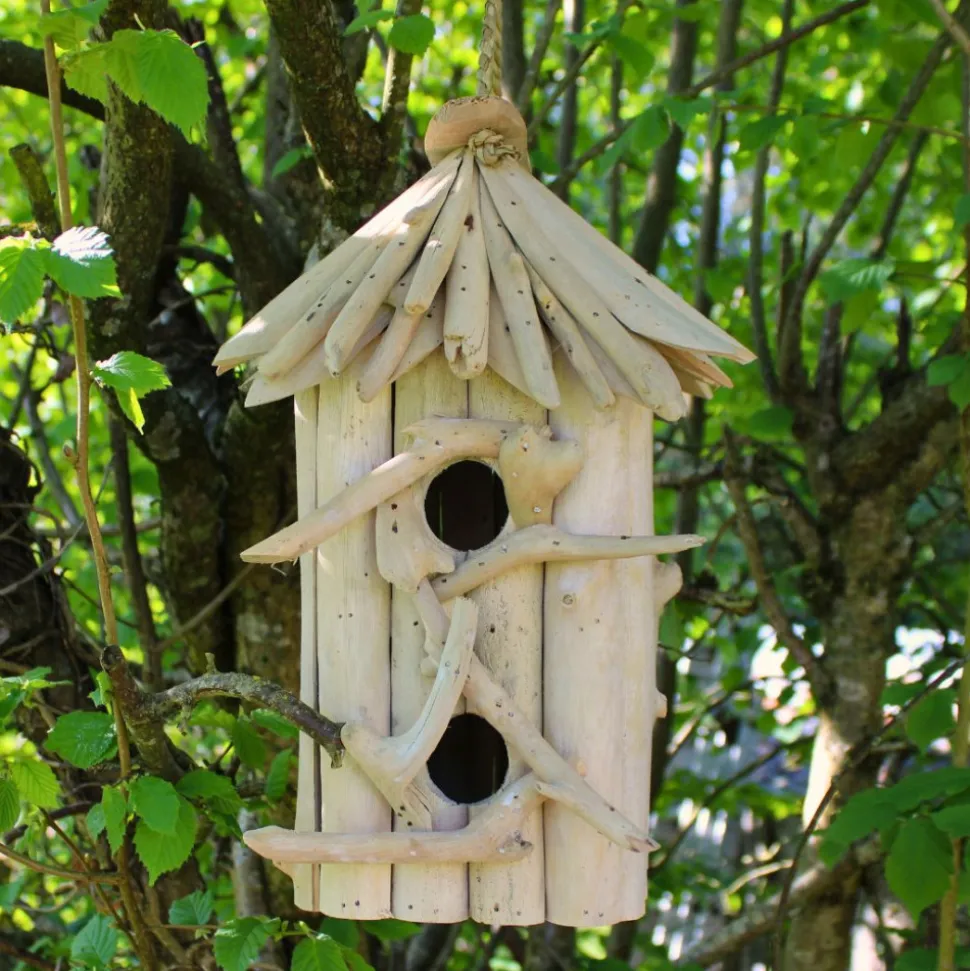 ARTXLIGHT - Nichoir carré double en bois d'albésia à suspendre