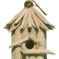 ARTXLIGHT - Nichoir carré en bois d'albésia à suspendre 20 x 17 x 24 cm