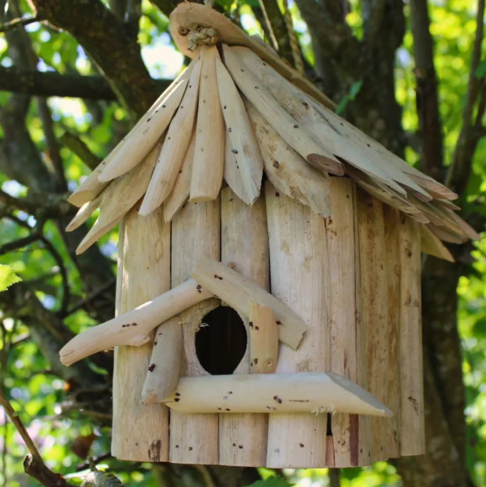 ARTXLIGHT - Nichoir carré en bois d'albésia à suspendre 20 x 17 x 24 cm