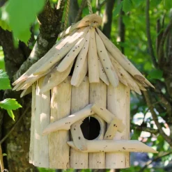 ARTXLIGHT - Nichoir carré en bois d'albésia à suspendre 20 x 17 x 24 cm