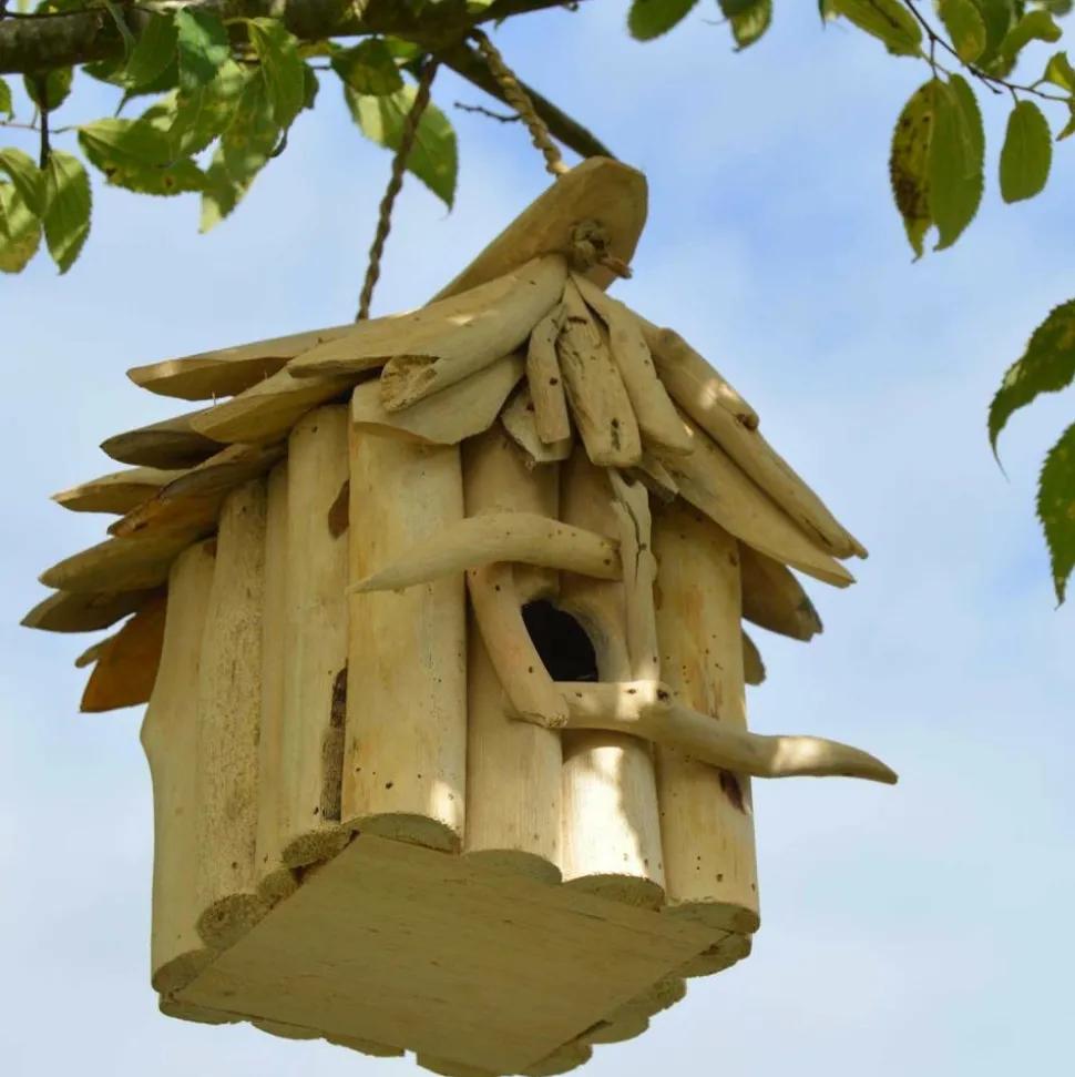 ARTXLIGHT - Nichoir carré en bois d'albésia à suspendre 19 x 19 x 20 cm