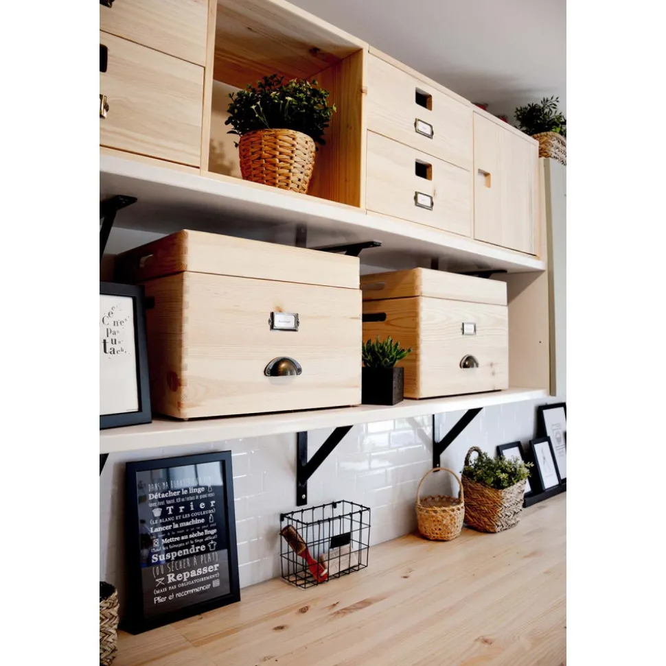 ASTIGARRAGA - Boîte de rangement en pin massif avec couvercle taille 1