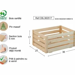 ASTIGARRAGA - Caisse de rangement en pin massif 36 x 25 x 17 cm