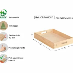 ASTIGARRAGA - Caisse en bois de rangement 40 x 30 x 7 cm